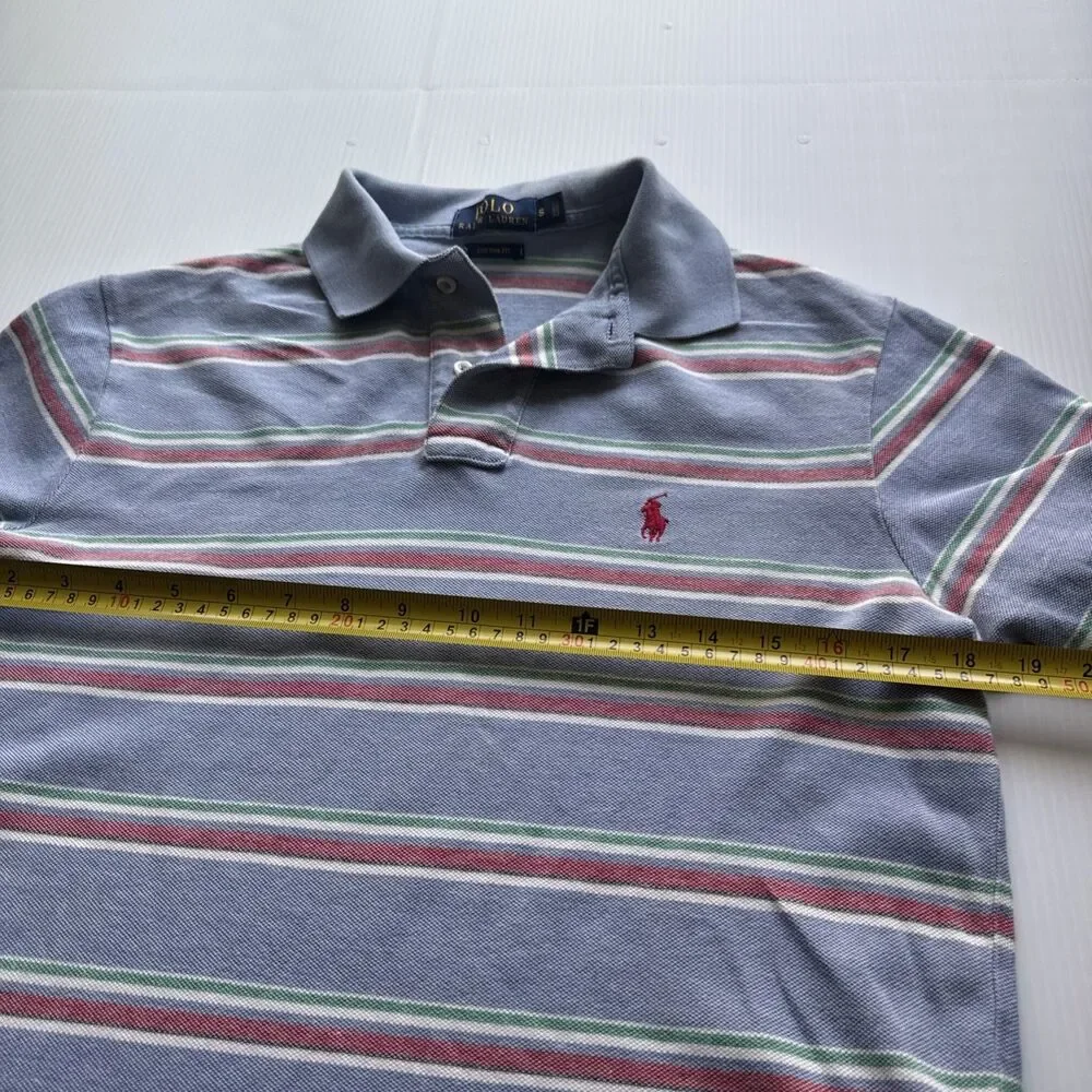 Polo Ralph Lauren Custom Fit Polo Shirt Men’s Small Blue Striped Cotton